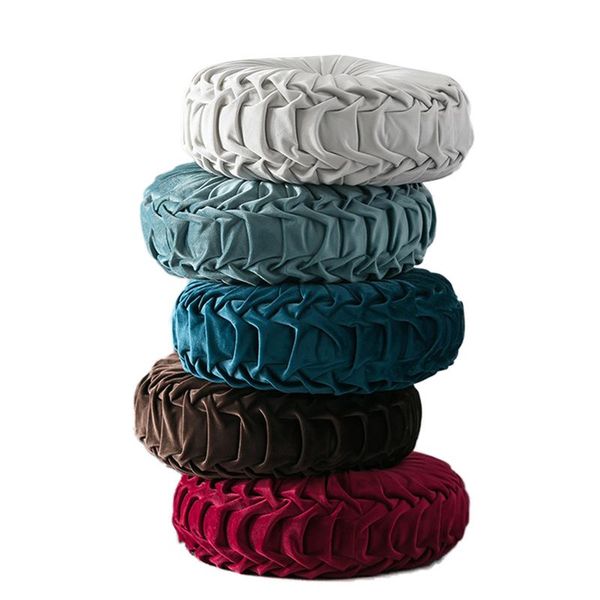 

cushion/decorative pillow round throw pillows, solid color velvet pleated pumpkin filled cushion for home sofa chair bed car dÃ©cor wholesale