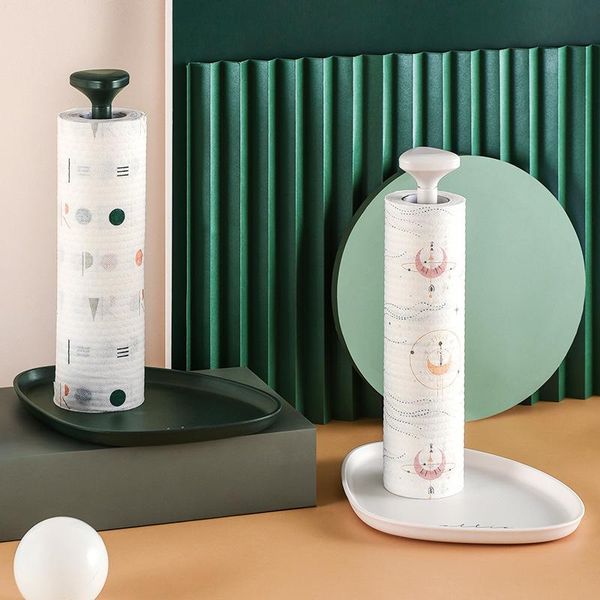 

kitchen storage & organization 1pcs creative simple press type tissue holder supplies scouring pad cling film roll paper tray