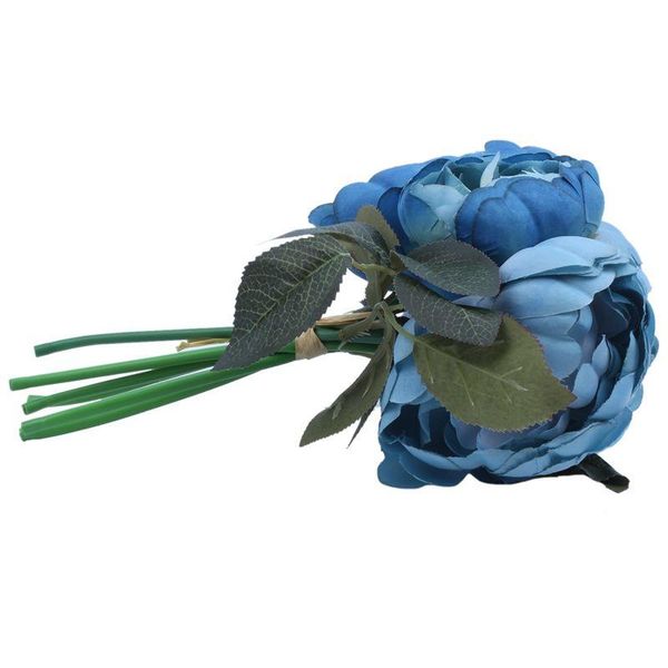

decorative flowers & wreaths 1 bouquet 6 heads artificial peony flower bridal home wedding garden decor, blue