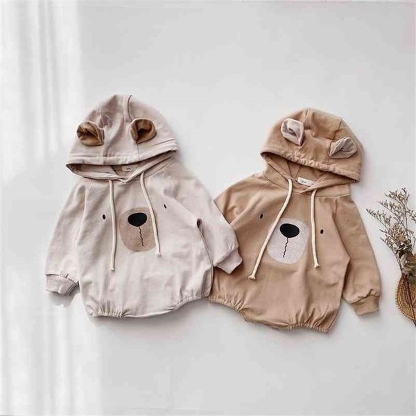 

spring summer cute cartoon bear hooded bodysuits for baby boys and girls kids toddler jumpsuits 210508, Blue