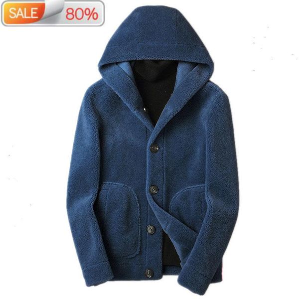

men's leather & faux real sheep shearling fur winter jacket men 100% wool coat suede lining jackets chaqueta hombre l1a-5a56nd1165, Black