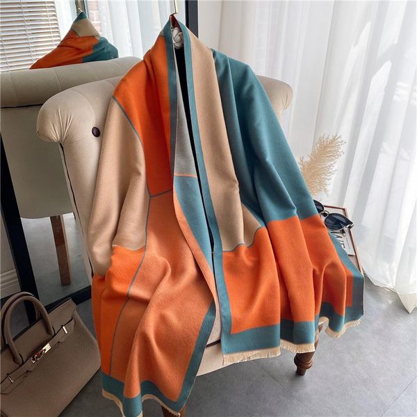 

scarves tassel foulard thick pashmina winter scarf women print geometry warm blanket hijab cashmerme shawl wrap echarpe, Blue;gray