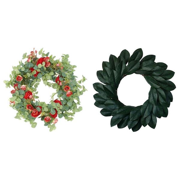 

decorative flowers & wreaths 2 pcs spring and summer front door wreath all weather outdoor that lasts