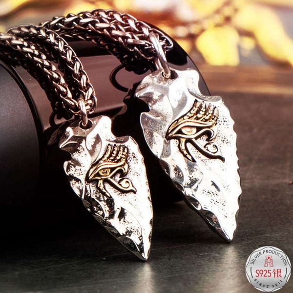 

s925 design thai silver spear pendant eye of horus necklace, Black