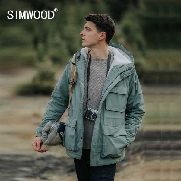

autumn winter warm fleece linner coats oversize loose thick cargo jackets hooded outerwear sk130801 211204, Black