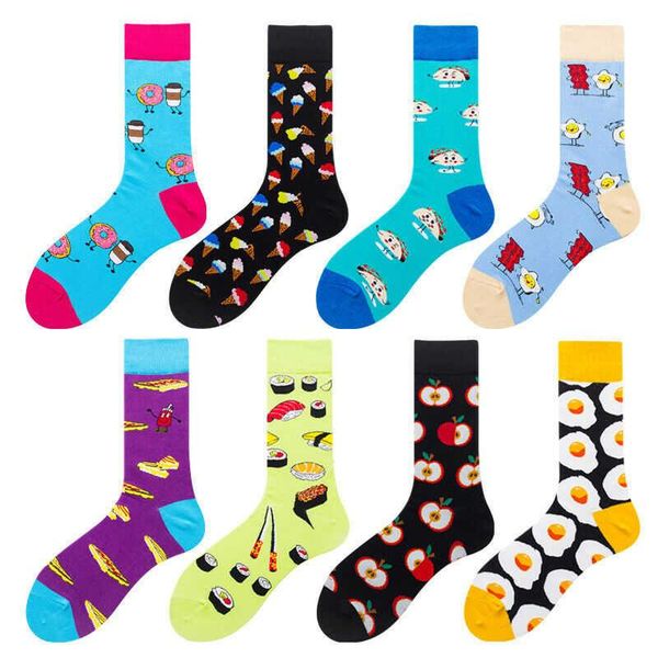 

men's socks cream egg novelty mens cotton food dress ice sushi donut funny, Black