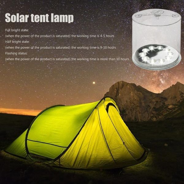 

portable lanterns camping solar powered foldable inflatable led light waterproof hiking hunting lantern for outdoor