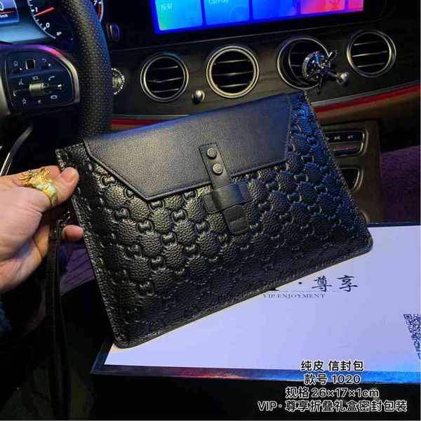 

handbag 2021 fashion business men's clamshell large capacity korean lingge clip bag, Black;red