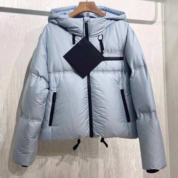 

2022df womens classic down coats winter puffer jackets red stripe badge designer parka casual coat shiny laque outerwear warm feather jacket, Black