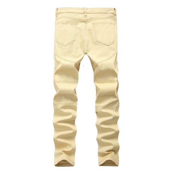 

men's jeans casual straight pants men solid fashion denim trousers ripped slim street wear plus size szgz, Blue
