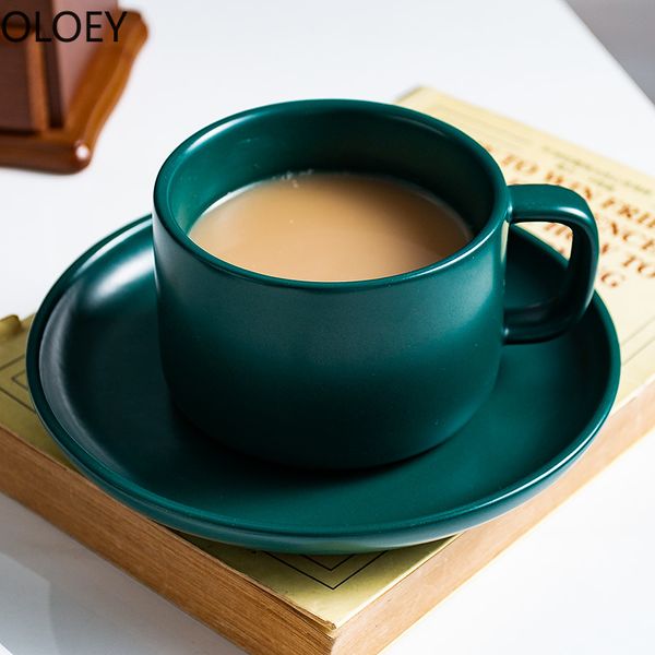 Handgefertigte Kaffeetasse aus Knochenporzellan, nordische Kaffeetassen, Porzellan, grüne Emaille-Tasse, Nachmittags-Chrysantheme