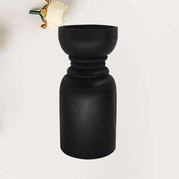

candle holders 1pc european style wooden candlestick creative retro wood holder base household decoration (white)
