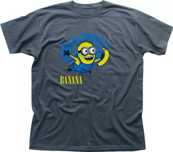 

banana nirvana funny black printed cotton t-shirt 9675, White;black