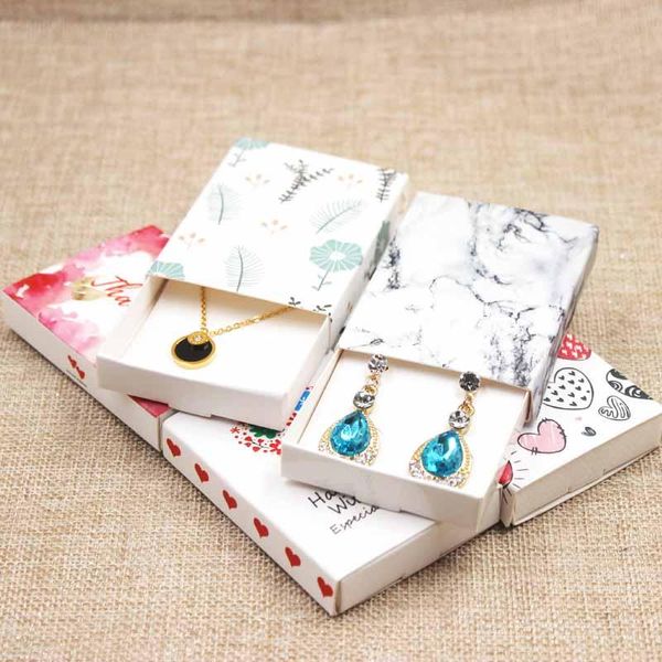 

gift wrap dreamcatcher printed box diy handmade marble pattern necklace charm pendant/earring 50pcs +50pc inner card