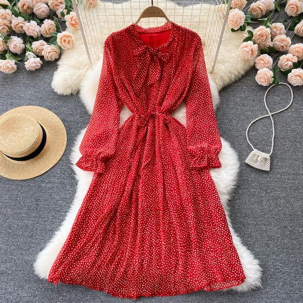 

casual dresses singreiny women french floral dress sweet bow collar long sleeve sashes a-line 2021 autumn bohemian print vacation, Black;gray