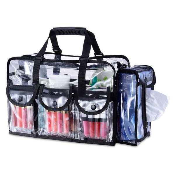 

waterproof professinal make up organizer bag large capacity cosmetic bags pvc transparent travel tote clear & cases