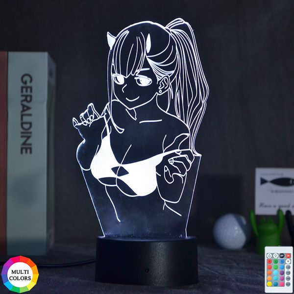 

3d anime night light led backlight bedroom table lamp color changing atmosphere home decor smart phone control kids friends gift