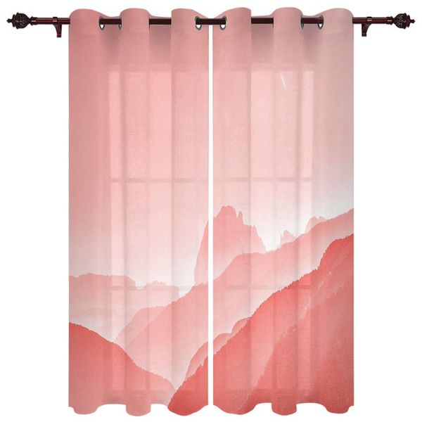 

nice translucent curtains with pink tones fog mountains pattern for living room kitchen bedroom decoration windows curtain & drapes