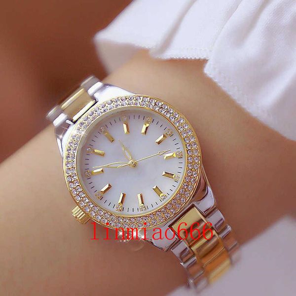 

2021 luxury elegnat ladies watch female clock wristwatches quartz stainless steel diamond luminous waterproof womens analog, Slivery;brown
