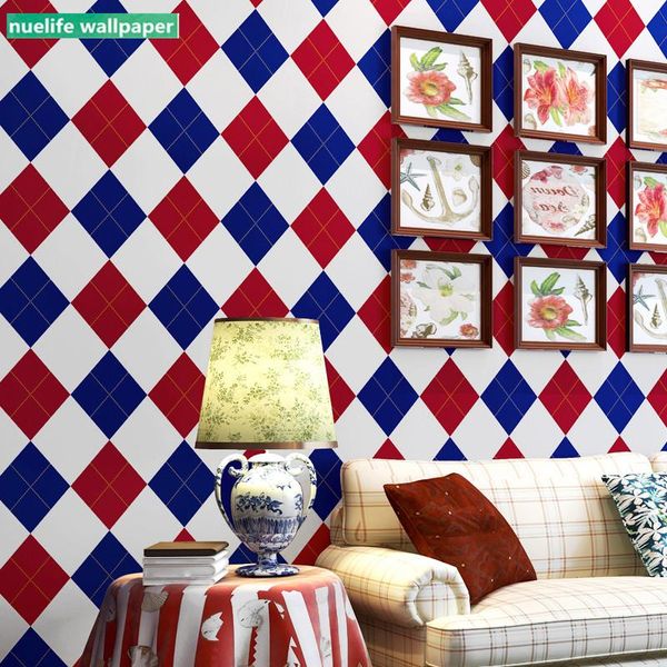 

wallpapers red blue vertical stripes pattern wallpaper boy bedroom kids room living dining tv sofa wall decoration