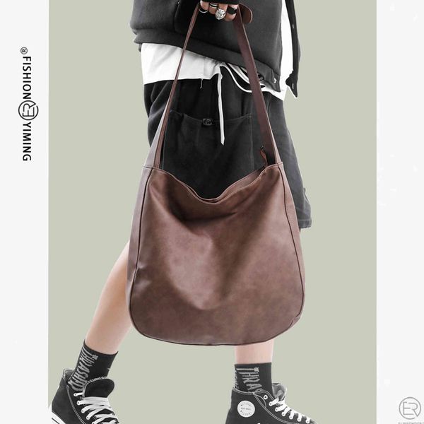 

bags handbag 2021 large capacity bag men's autumn and winter trend messenger fashion frosted single shoulder armpit ins versatile 21, Black;red