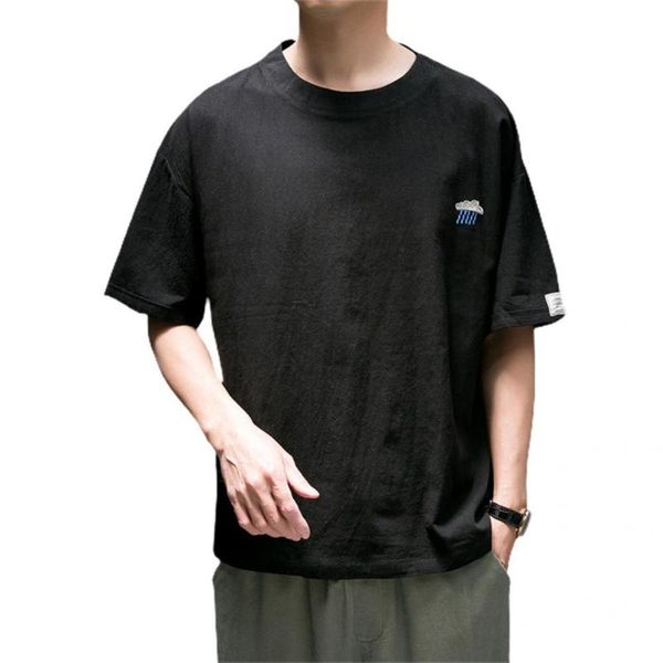 

men's t-shirts sweat-absorbing fashion o neck solid color loose streetwear tee shirt for daily wear, White;black