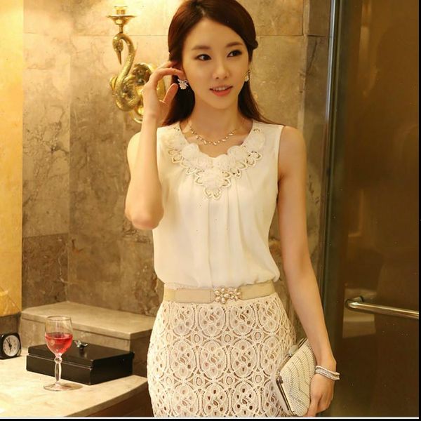 

sleeveless straps bottoming wrinkled women shirt white chiffon plus size s 6xl