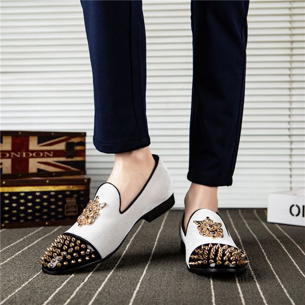 

dress shoes meijiana men's patent leather shoes, classic llat shoes in white and gold v26d, Black