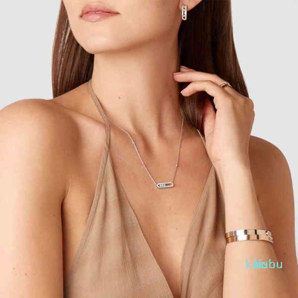 

factory outlet brand necklace 925 sterling silver messika french three diamond move series rose gold plated original brand fine jewelry