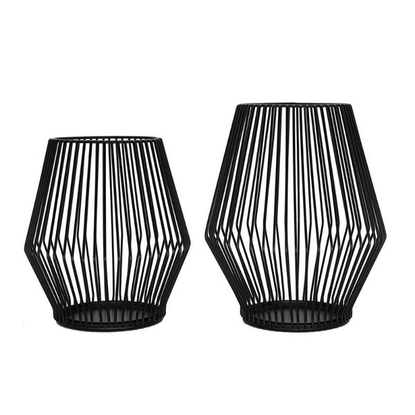 

candle holders container hollow out ornaments lantern black simplicity