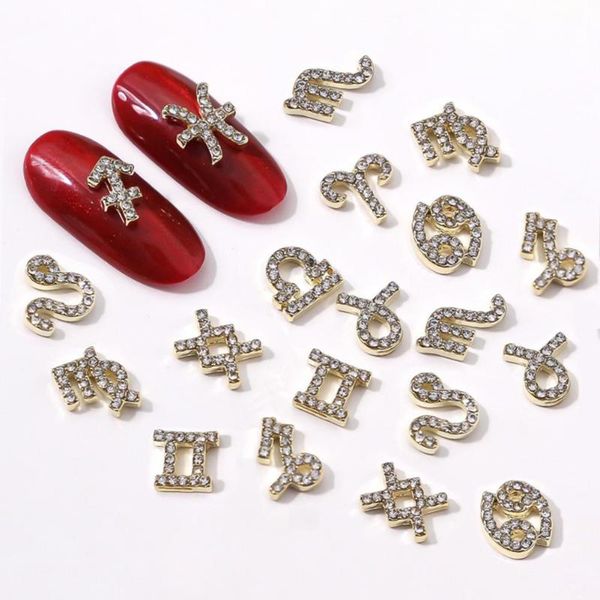 

nail art decorations 5pcs/set ornament constellation style 3d effect mini clear rhinestones and nails accessories for female, Silver;gold