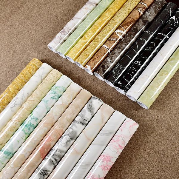 

wallpapers 0.4x3m marble self adhesive wallpaper pvc home kitchen oil-proof sticker windowsill waterproof furniture renovation wall