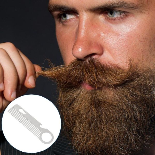 

hair brushes 1pc stainless steel beard comb fine toothed mustache for male silver