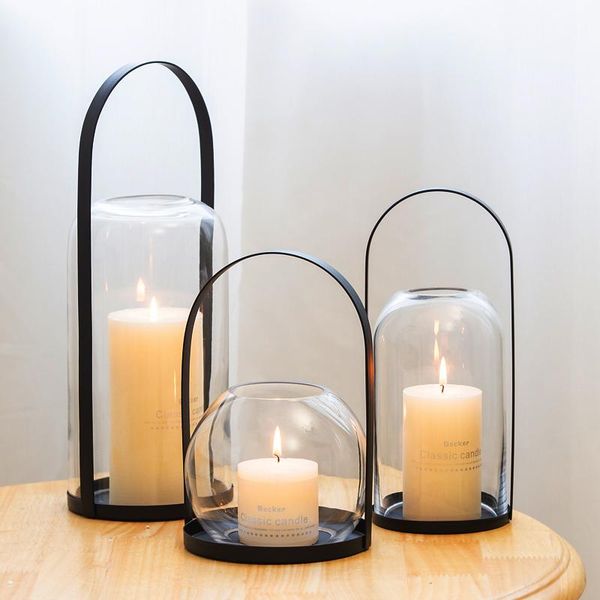 

candle holders nordic style accessories glass lantern romantic candlelight metal luxury velas home decor di50zt