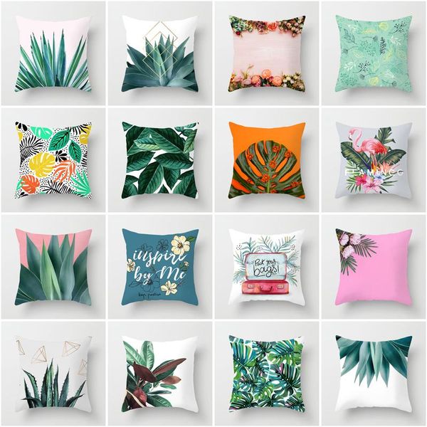 

summer fresh plant leaves soft polyester cotton hug pillowcase car home sofa decoration cushion cover cushion/decorative pillow