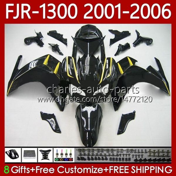 Yamaha FJR-1300 FJR 1300 Siyah Sarı Bir CC FJR1300A 01-06 Moto Bodys 106NO.20 FJR1300 01 02 03 04 05 06 FJR-1300A 2001 2002 2003 2004 2005 2006 Fairing Kiti