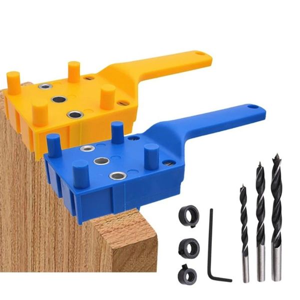 

professional hand tool sets woodworking doweling jig punch locator 6/8/10mm drill bit carpentry handheld hole saw drills guide puncher