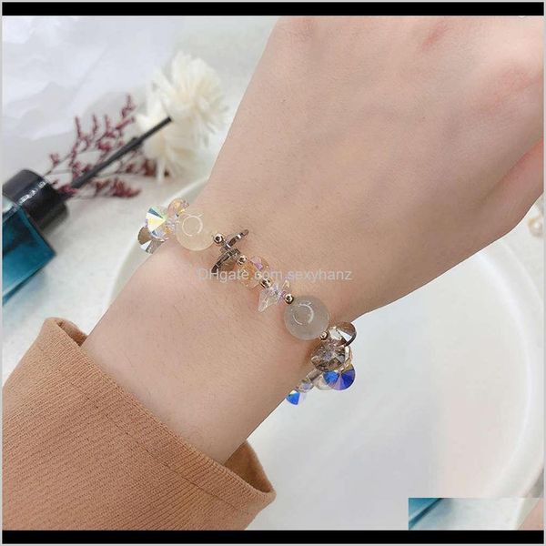 

link, chain bracelets jewelry drop delivery 2021 womens super flash color hair stberry crystal bracelet simple personality spring versatile, Black