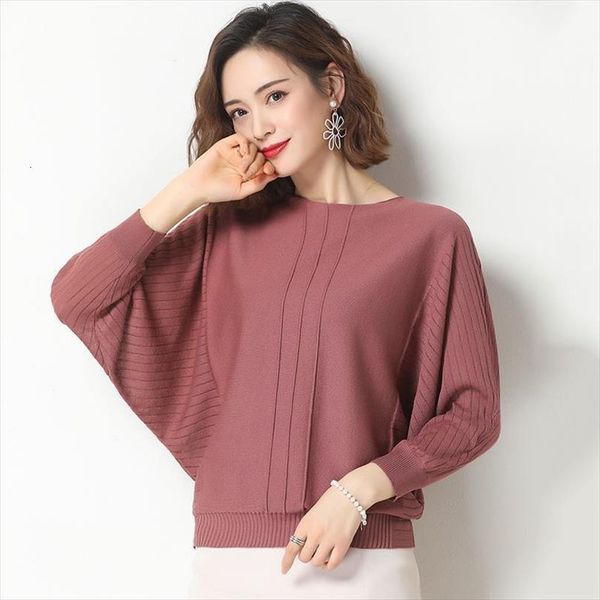 

spring and autumn bat womens sweater sleeve female long round neck loose shirt paragraph bottoming y94, White;black