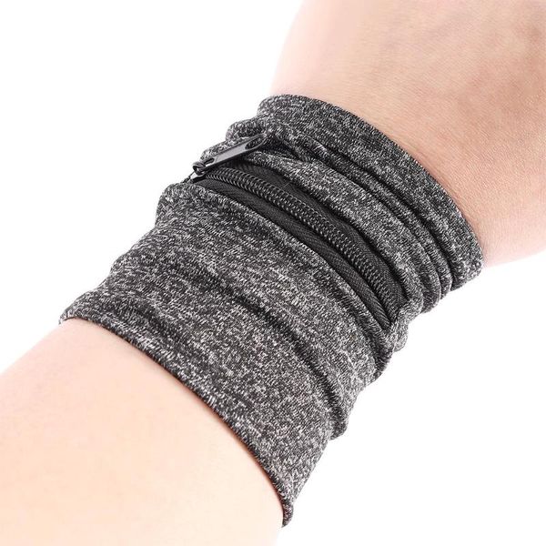 

wrist support running hand guards storage bag protector zipper sweat band wristband sweatband wallet, Black;red