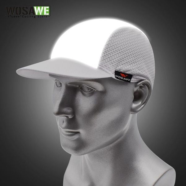 

cycling caps & masks wosawe high visibility cap white safety hat at night reflective hiking running baseball, Black