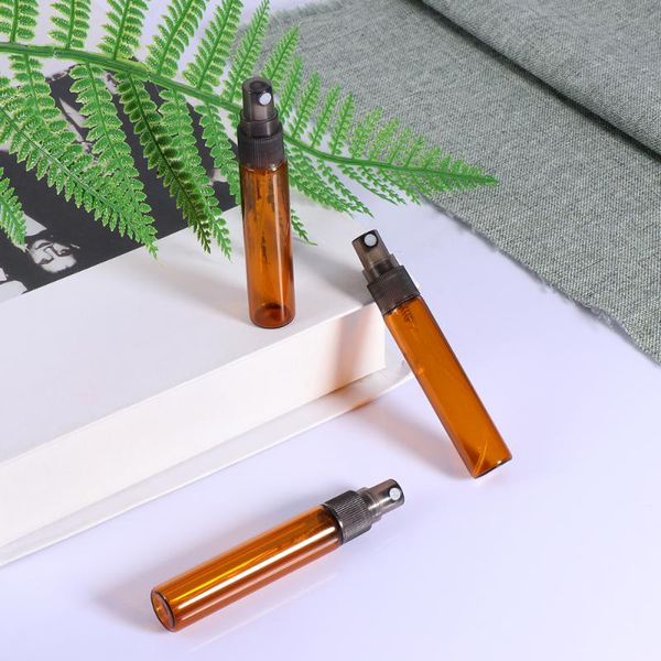 

storage bottles & jars 10 pcs brown colored spray bottle glass small empty perfume liquid dispenser for make and skin care (10ml, light