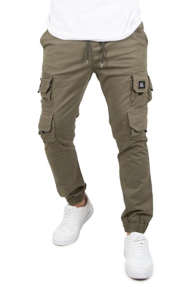 

men's pants deepsea male cargo waist laced and fitted cotton slim fit lycra four seasons casual joggers 2202193, Black