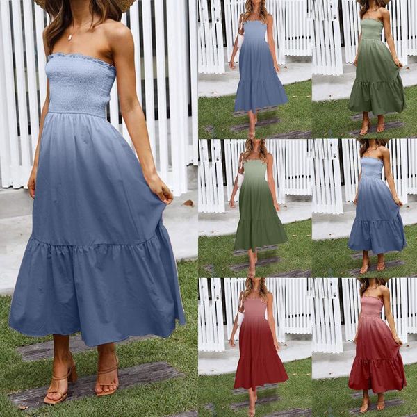 

casual dresses for women 2021 solid color bohemian style tube one-shoulder dress vestido de mujer robe femme Ã©tÃ©, Black;gray