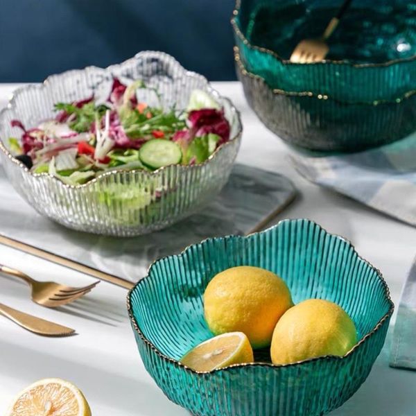 

tableware large transparent phnom penh glass bowl single oblique mouth salad student dormitory fruit anti-skid design at the bot bowls
