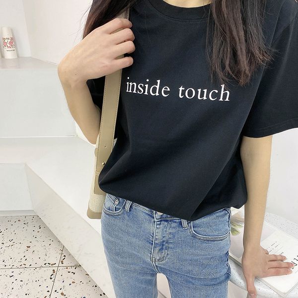 

women's t-shirt summer shirt short sleeve leeter print casual white t-shirts cotton for tees blusa 1l3s
