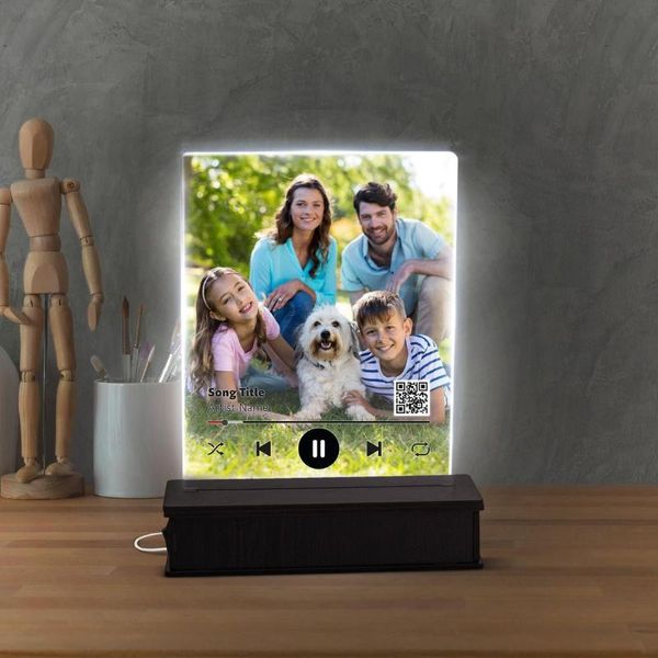 

frames song plaque with led light - glass art music po gifts frame wood stand poster size pography