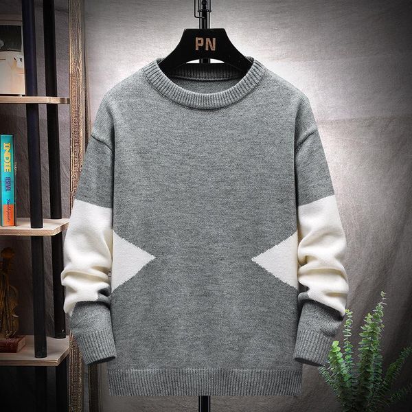 

men's sweaters non-iron grey black spring autumn winter clothes 2021 pull oversize 5xl 6xl 7xl classic style casual pullovers, White;black