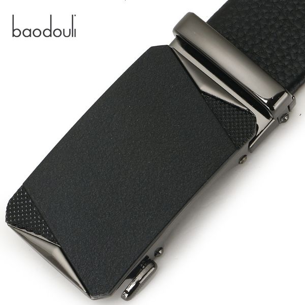 

men's real leather belt with automatic buckle business leisure, Black;brown