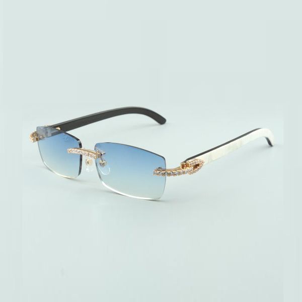 

the latest 352401213 endless diamond sunglasses natural mixed horns for men and women infinity glasses size 563618140mm, Black